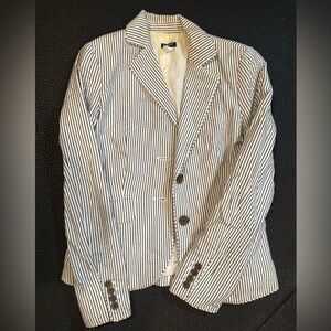 J. Crew Black and White Striped Blazer